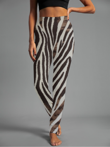 Jersey Zebra Casual Tight Leggings - Just Fashion Now - Modalova