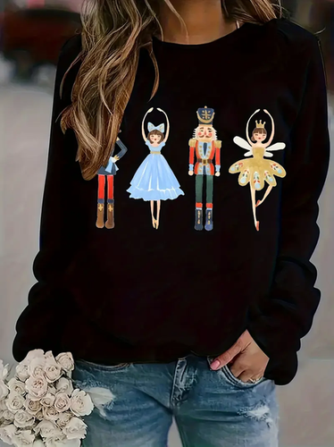 Loose Casual Crew Neck Figure Sweatshirt - Just Fashion Now - Modalova