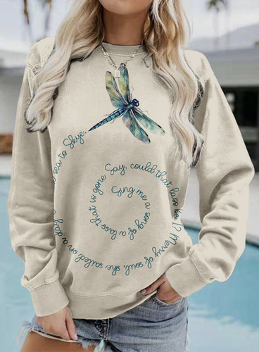 Dragonfly printed round neck sweatshirt - Just Fashion Now - Modalova