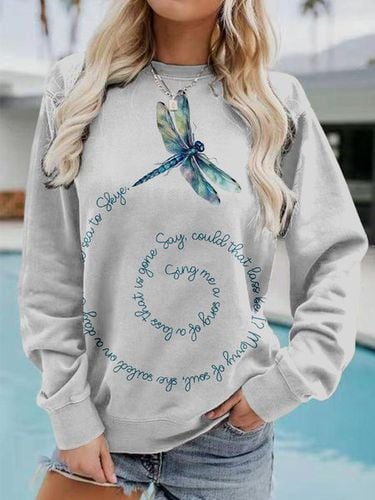 Dragonfly printed round neck sweatshirt - Just Fashion Now - Modalova