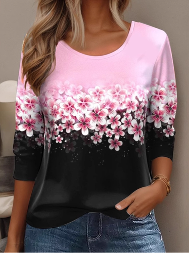 Crew Neck Ethnic Casual T-Shirt - Just Fashion Now - Modalova