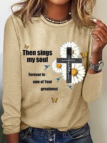 Then sings my soul Long Sleeve Crew Neck T-shirt - Just Fashion Now - Modalova