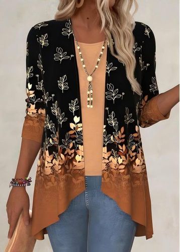 Women's Retro Elegant Gradient Print Long Sleeve Shawl Cardigan - Just Fashion Now - Modalova