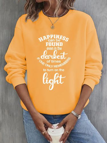 Casual Text Letters Crew Neck Loose Sweatshirt - Just Fashion Now - Modalova