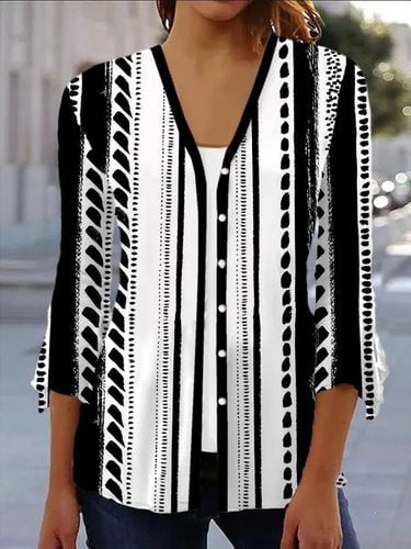 Geometric Print Long Sleeve Shawl Jacket - Just Fashion Now - Modalova