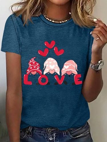 Heart Print Short Sleeve T-shirt - Just Fashion Now - Modalova