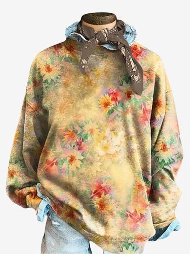 Floral Print Long Sleeve Crew Neck Sweatshirt - Just Fashion Now - Modalova