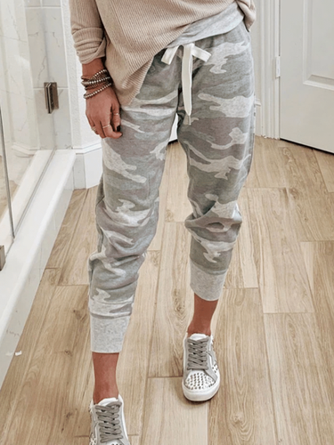 Gray Casual Printed Sports Sports Pants - Modetalente - Modalova