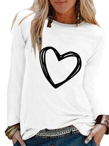 Printed Long Sleeve Round Neck T-shirt - Modetalente - Modalova