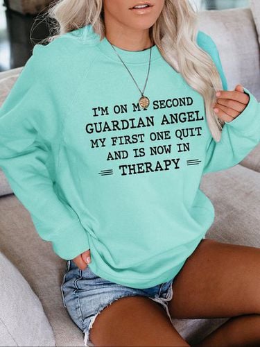 I'm On My Second Guardian Angel Graphic Long Sleeve Sweatshirt - Modetalente - Modalova
