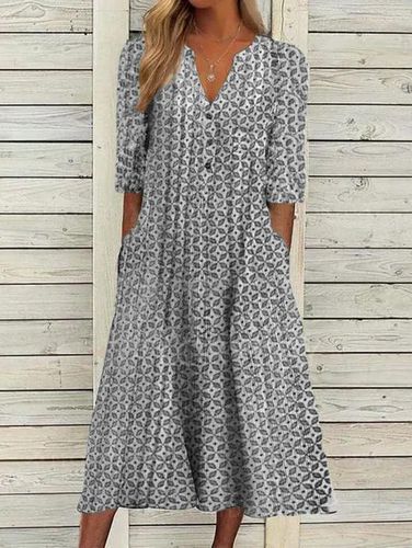Cotton Half Sleeve Weaving Dress - Modetalente - Modalova