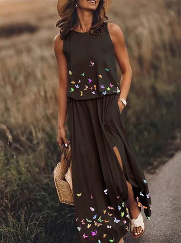 New Women Chic Vintage Boho Holiday Shift Casual Butterfly Sleeveless Weaving Dress - Modetalente - Modalova