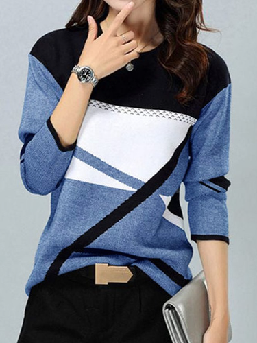 Daily Geometric Cotton Blends T-shirt - Just Fashion Now - Modalova