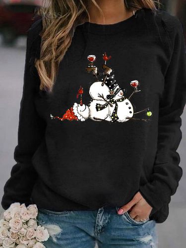 Snowman Xmas Chrismas Wine Scarf Hat Gift Regular Fit Sweatshirt - Just Fashion Now - Modalova