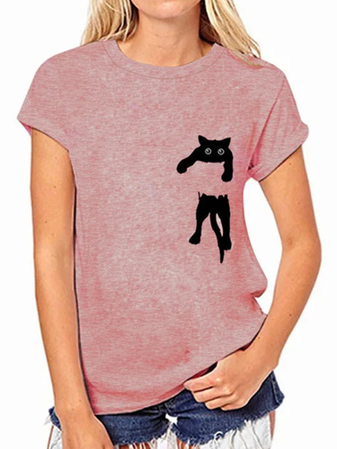 Casual Cat Printed T-T-shirt - Modetalente - Modalova