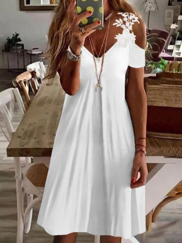 Casual Short Sleeve V Neck Dress - Modetalente - Modalova