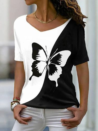 Butterfly Casual Regular Fit Short Sleeve T-Shirt - Just Fashion Now - Modalova