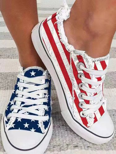 American Independence Day Flag Commemorative Canvas Shoes - Just Fashion Now - Modalova