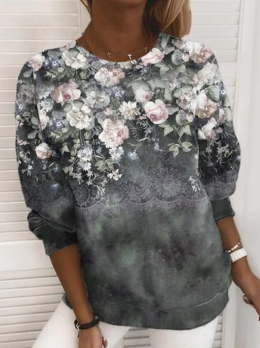 Floral Crew Neck Sweatshirt - Just Fashion Now UK - Modalova