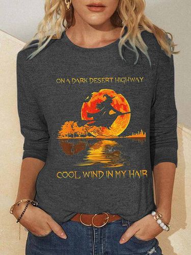 Women On A Dark Desert Highway Cool Wind In My Hair Halloween Text Letters Top - Modetalente - Modalova