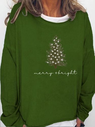 Womens Christmas Merry and Bright Casual Sweatshirt - Just Fashion Now - Modalova