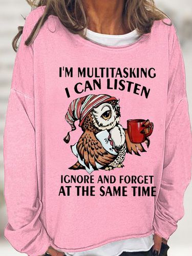 Womens Funny Lestter Owl I'm Multitasking Casual Sweatshirt - Just Fashion Now - Modalova