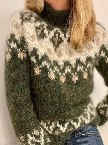 Boho Ethnic Turtleneck Sweater - Just Fashion Now - Modalova
