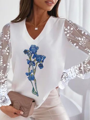 Vintage Art Classic Floral Vacation floral Loosen women Long Sleeve Blouse - Just Fashion Now - Modalova