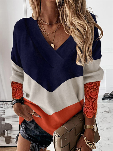 Casual Color Block Jersey Sweatshirt - Modetalente - Modalova