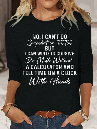 Womens Funny No I Can't Do Snapchat Or TikTok Letters Top - Modetalente - Modalova