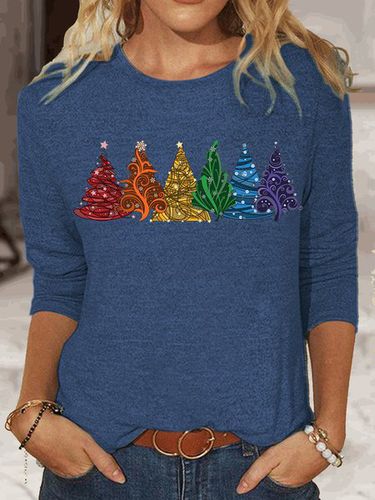 Women's Rainbow Christmas Trees Classic Long Sleeve Top - Modetalente - Modalova