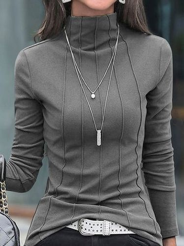 Casual Turtleneck Plain Top - Modetalente - Modalova
