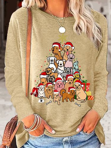 Women's Christmas Dog Tree Casual Top - Just Fashion Now - Modalova