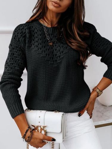 Plain Casual Crew Neck Sweater - Just Fashion Now - Modalova