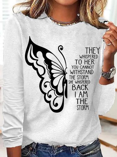 Women's Butterfly Letters Casual Top - Just Fashion Now - Modalova