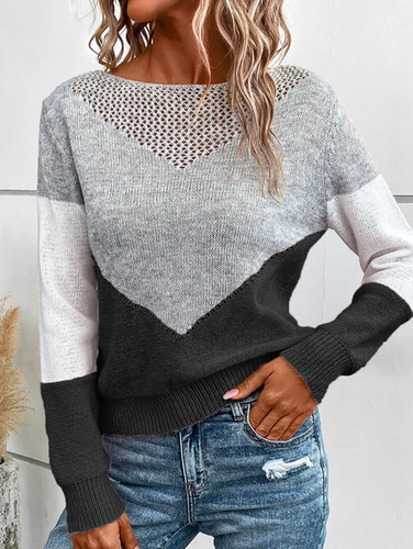Loose Casual Color Block Sweater - Modetalente - Modalova