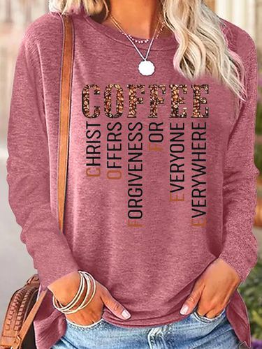 Womens Christ Coffee Lover Casual Crew Neck Top - Modetalente - Modalova