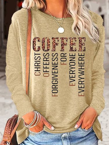 Womens Christ Coffee Lover Casual Crew Neck Top - Modetalente - Modalova