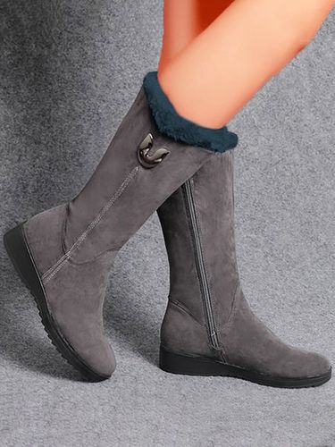 Vintage Soft Faux Suede Warm Plush Zip-Up Boots - Modetalente - Modalova