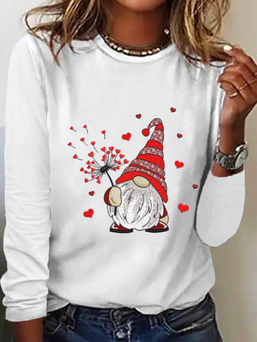 Women's Gnome Regular Fit Heart Long sleeve Top - Just Fashion Now - Modalova