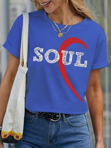 Women's Love Soul Mate Funny Graphic Print Valentine's Day Gift Couple Cotton Casual Text Letters T-Shirt - Just Fashion Now - Modalova