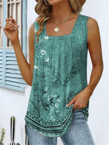 Square Neck Knitted Casual Summer Breathable Tank Top - Just Fashion Now - Modalova