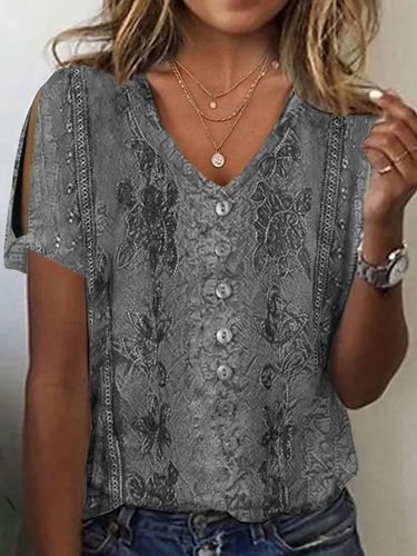 Loose Casual V Neck Shirt - Modetalente - Modalova