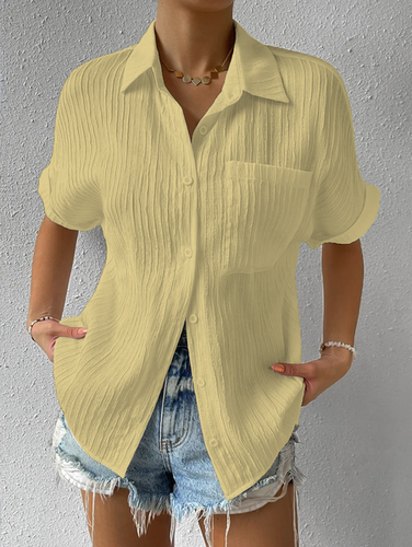 Shirt Collar Casual Buttoned Loose Blouse - Modetalente - Modalova