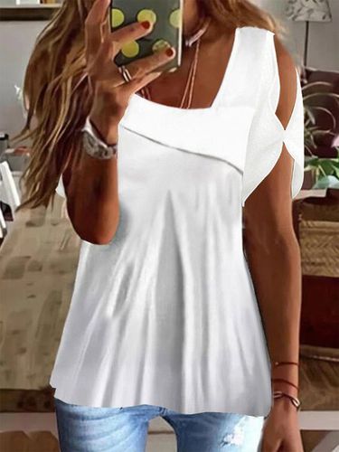 Loose Simple Asymmetrical Collar Plain Shirt - Just Fashion Now - Modalova