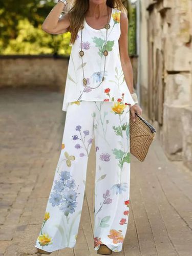 Jersey Casual Loose Floral Two-Piece Set - Modetalente - Modalova