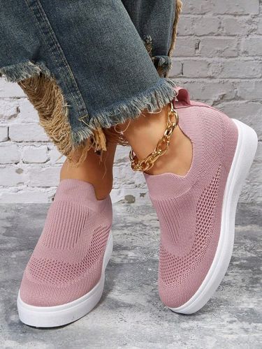 Women Breathable Mesh Fabric Minimalist Wedge Slip On Shoes - Just Fashion Now UK - Modalova