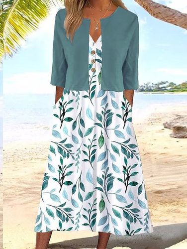 Loose Casual V Neck Floral Two-Piece Set - Just Fashion Now - Modalova
