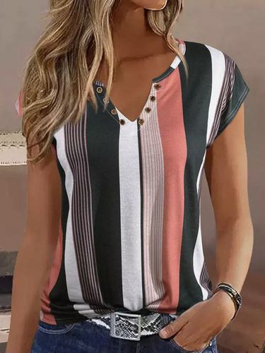 Striped Jersey Casual Buckle Shirt - Modetalente - Modalova