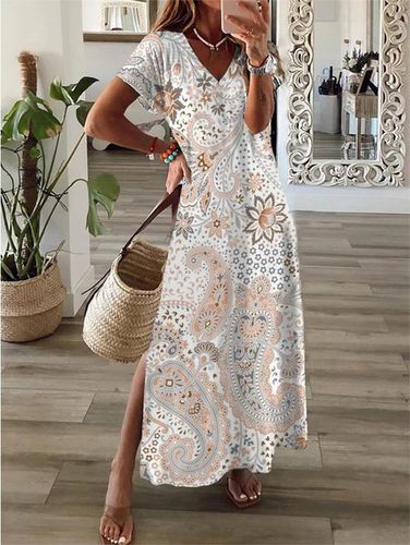 Printing Casual Loose Regular Sleeve Dress With No - Modetalente - Modalova